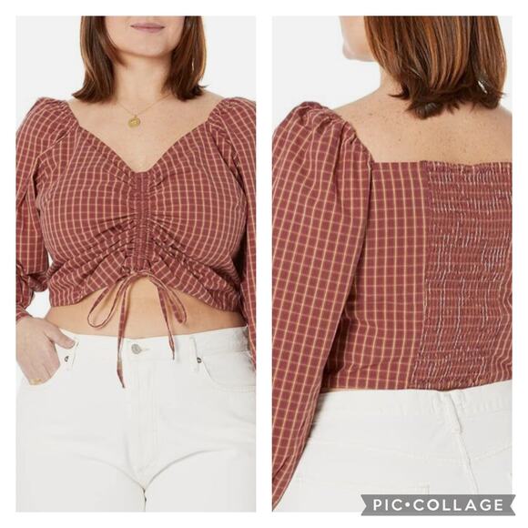 Levi's Tops - Levis Devin Red Plaid Cropped Top Plus Size 2X
